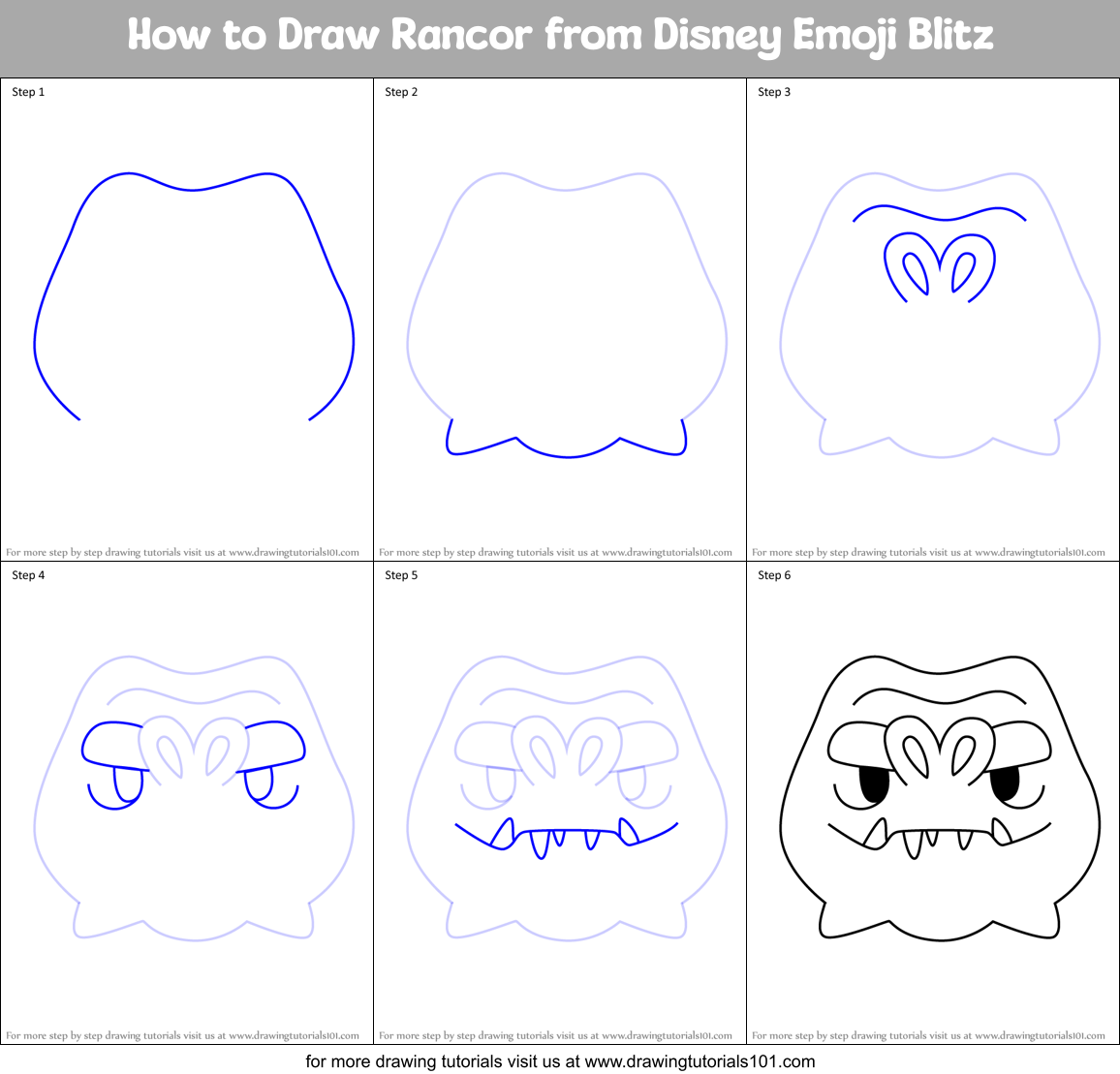 How to Draw Rancor from Disney Emoji Blitz Printable Step by Step