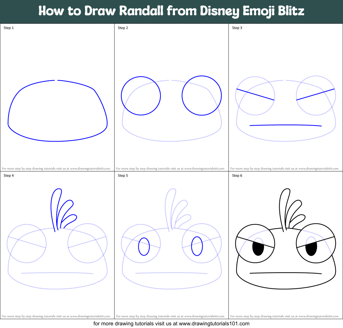How to Draw Randall from Disney Emoji Blitz Printable Step by Step