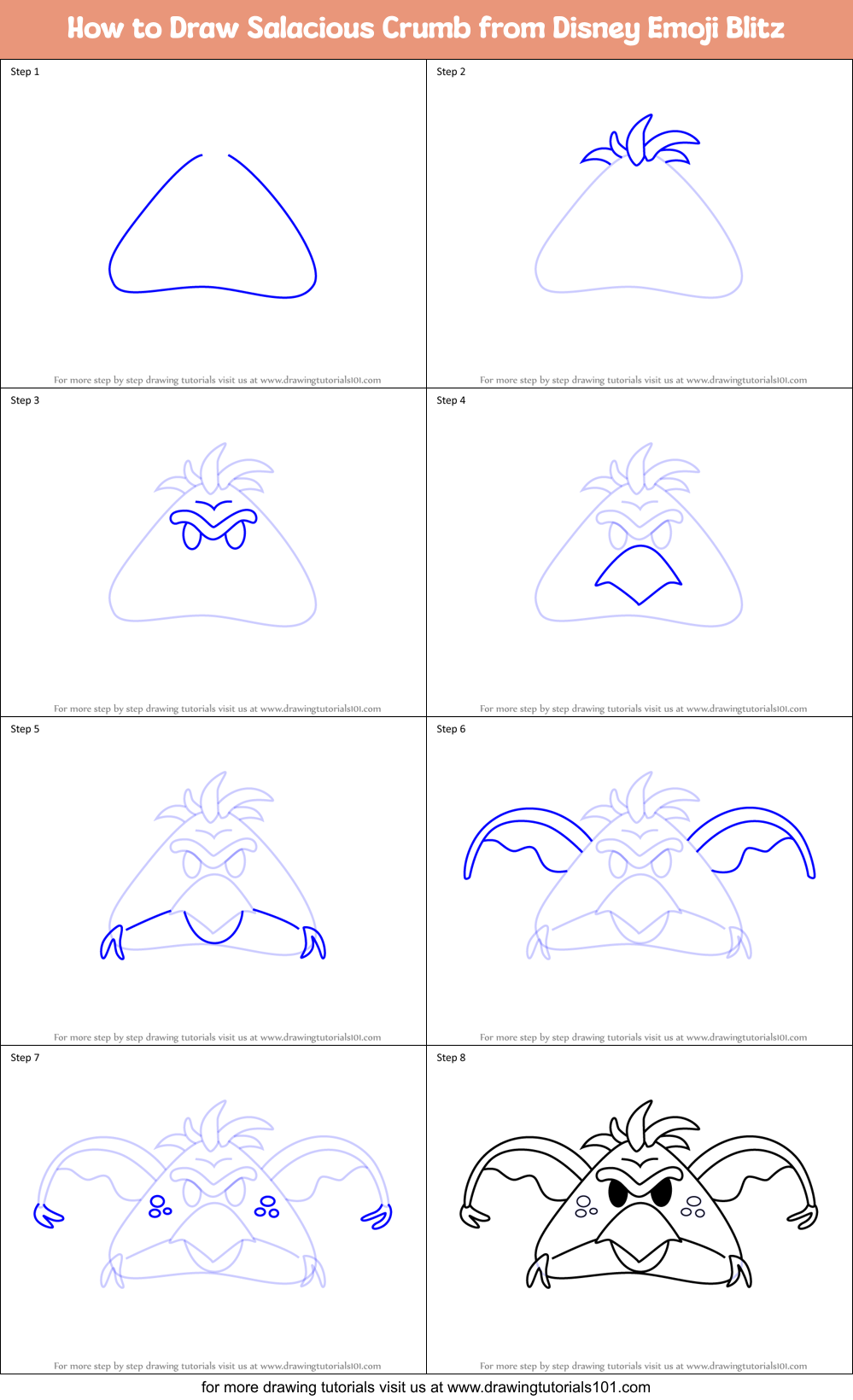How to Draw Salacious Crumb from Disney Emoji Blitz Printable Step by Step