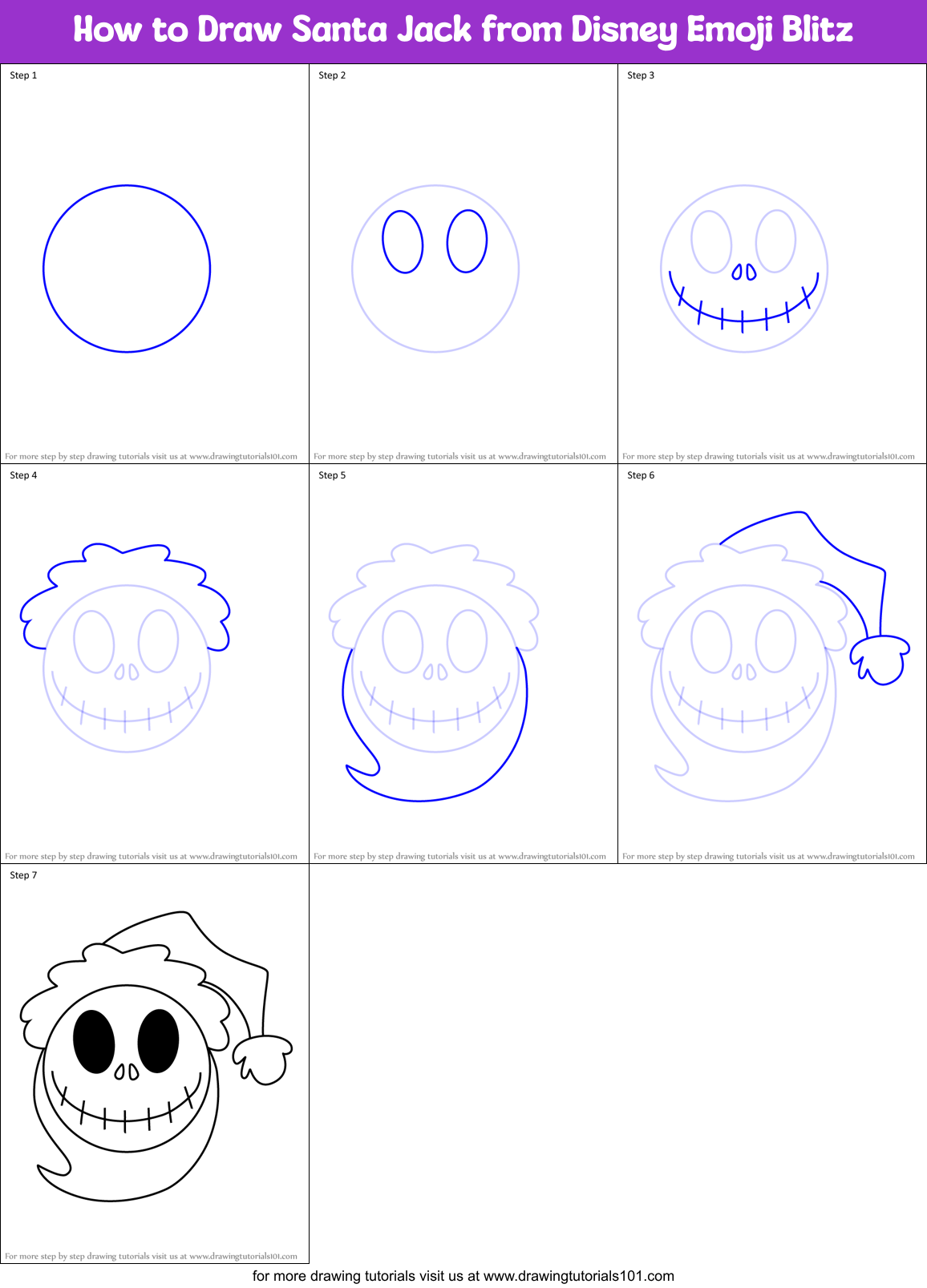 How to Draw Santa Jack from Disney Emoji Blitz Printable Step by Step