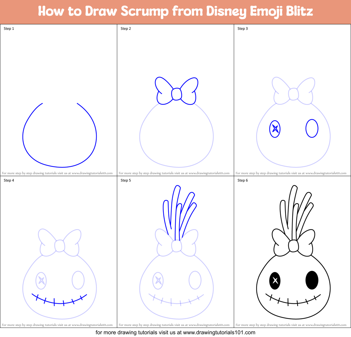 How to Draw Scrump from Disney Emoji Blitz Printable Step by Step