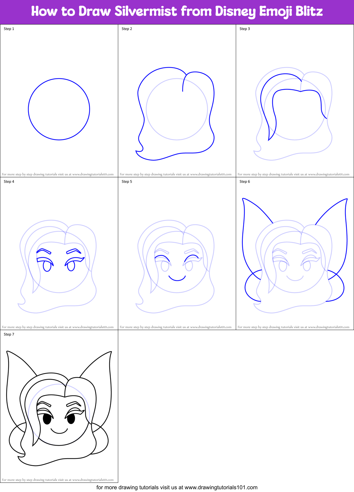 How to Draw Silvermist from Disney Emoji Blitz Printable Step by Step