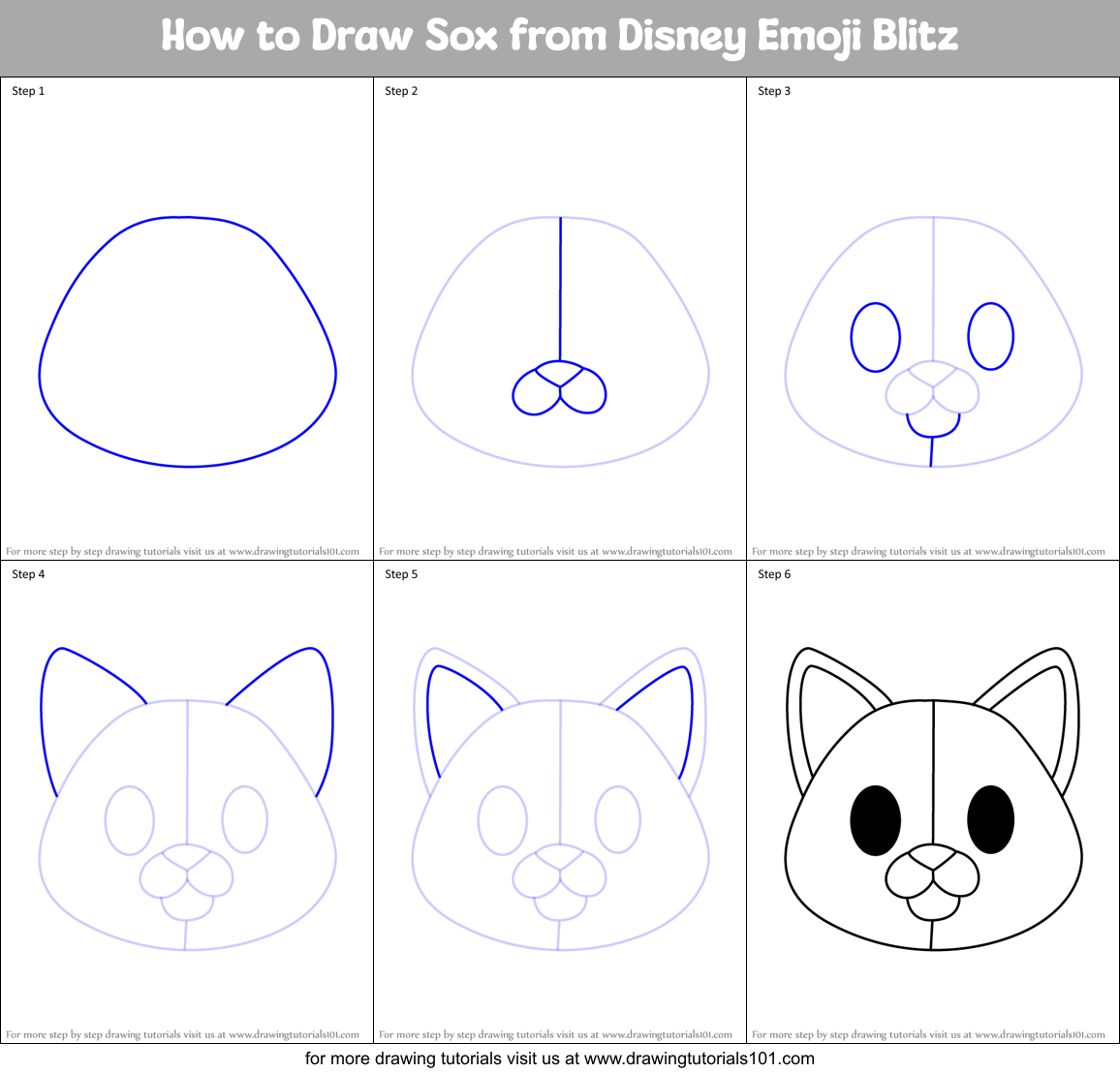 How to Draw Sox from Disney Emoji Blitz Printable Step by Step