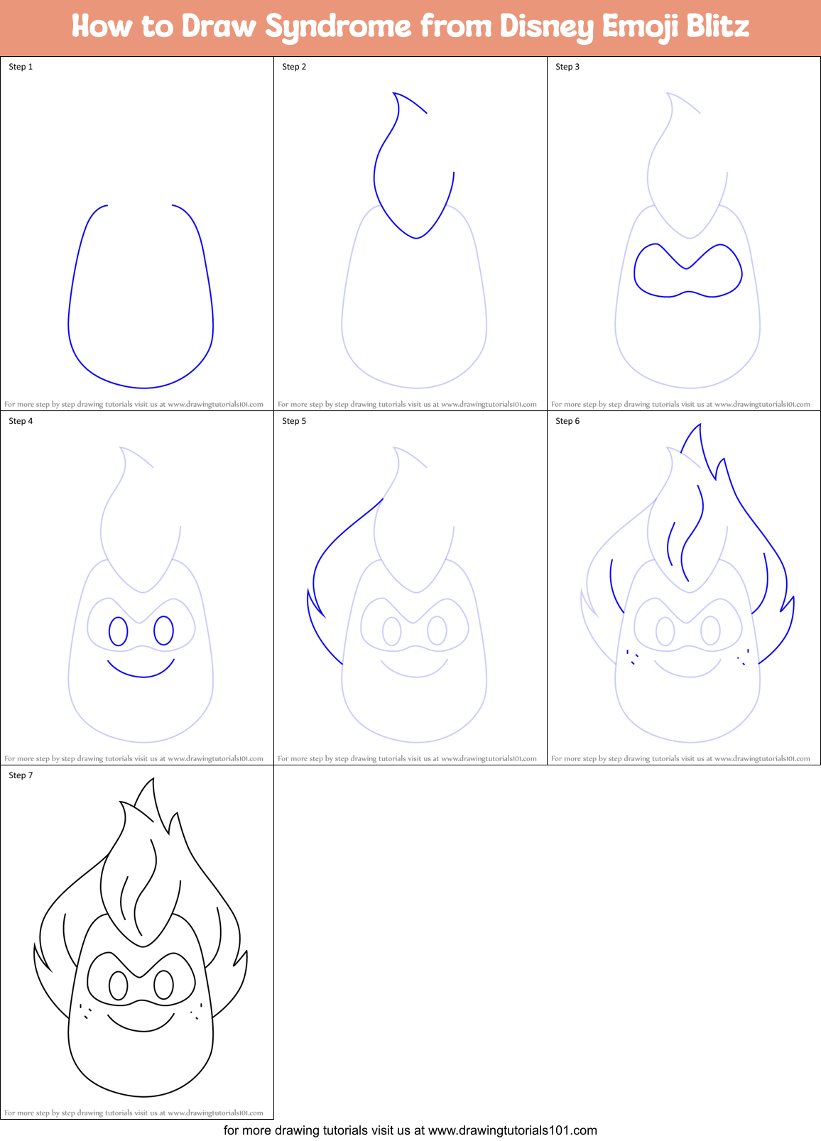 How to Draw Syndrome from Disney Emoji Blitz Printable Step by Step