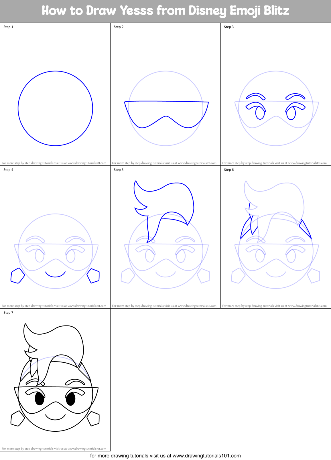 How to Draw Yesss from Disney Emoji Blitz Printable Step by Step