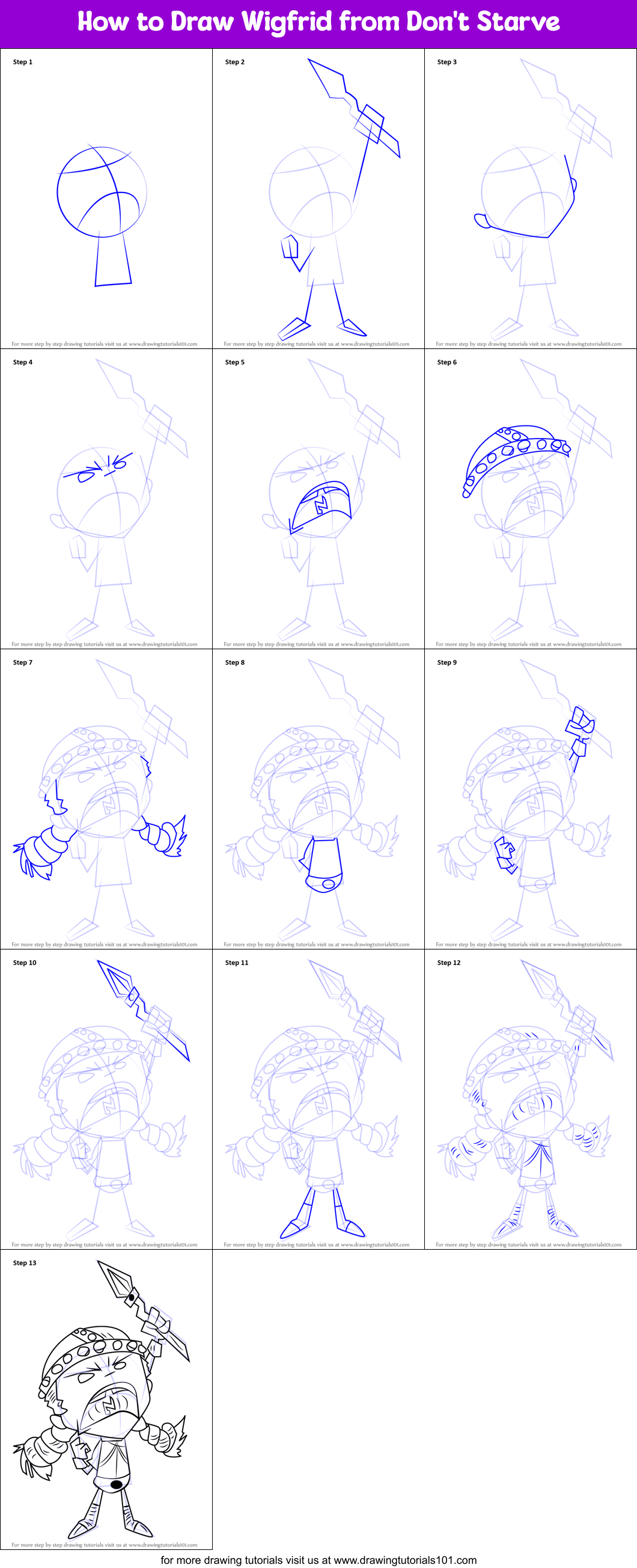 How to Draw Wigfrid from Don't Starve Printable Step by Step