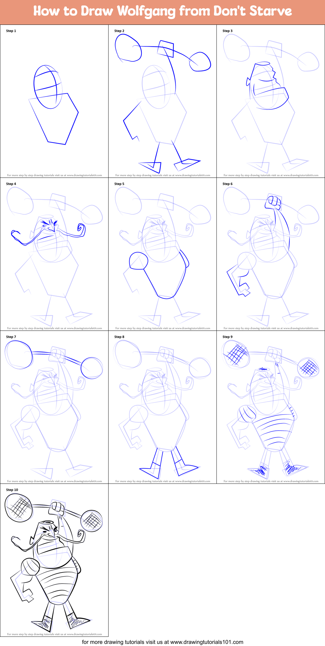 How to Draw Wolfgang from Don't Starve Printable Step by Step