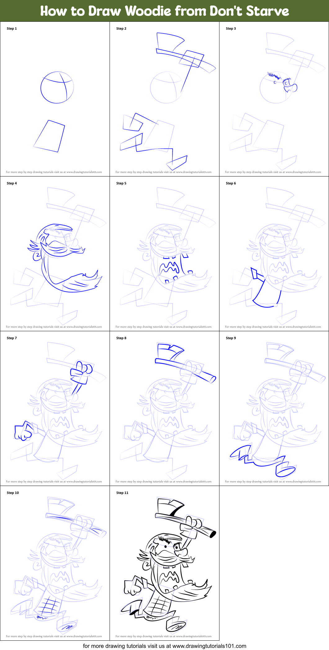 How to Draw Woodie from Don't Starve Printable Step by Step