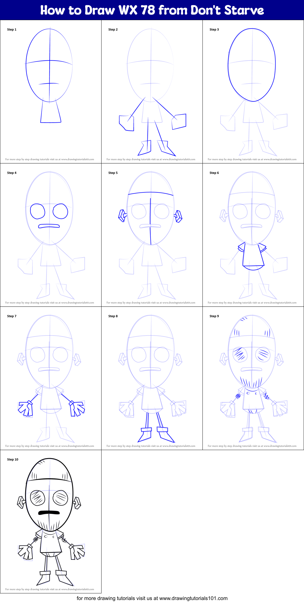 How to Draw WX 78 from Don't Starve Printable Step by Step