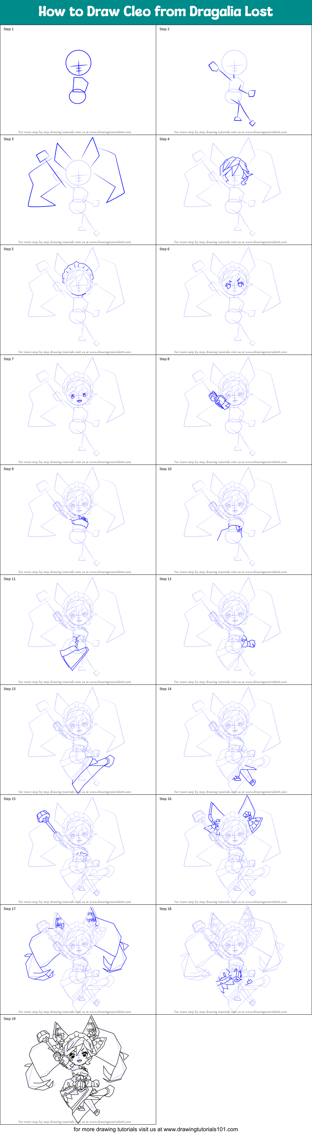 How to Draw Cleo from Dragalia Lost Printable Step by Step