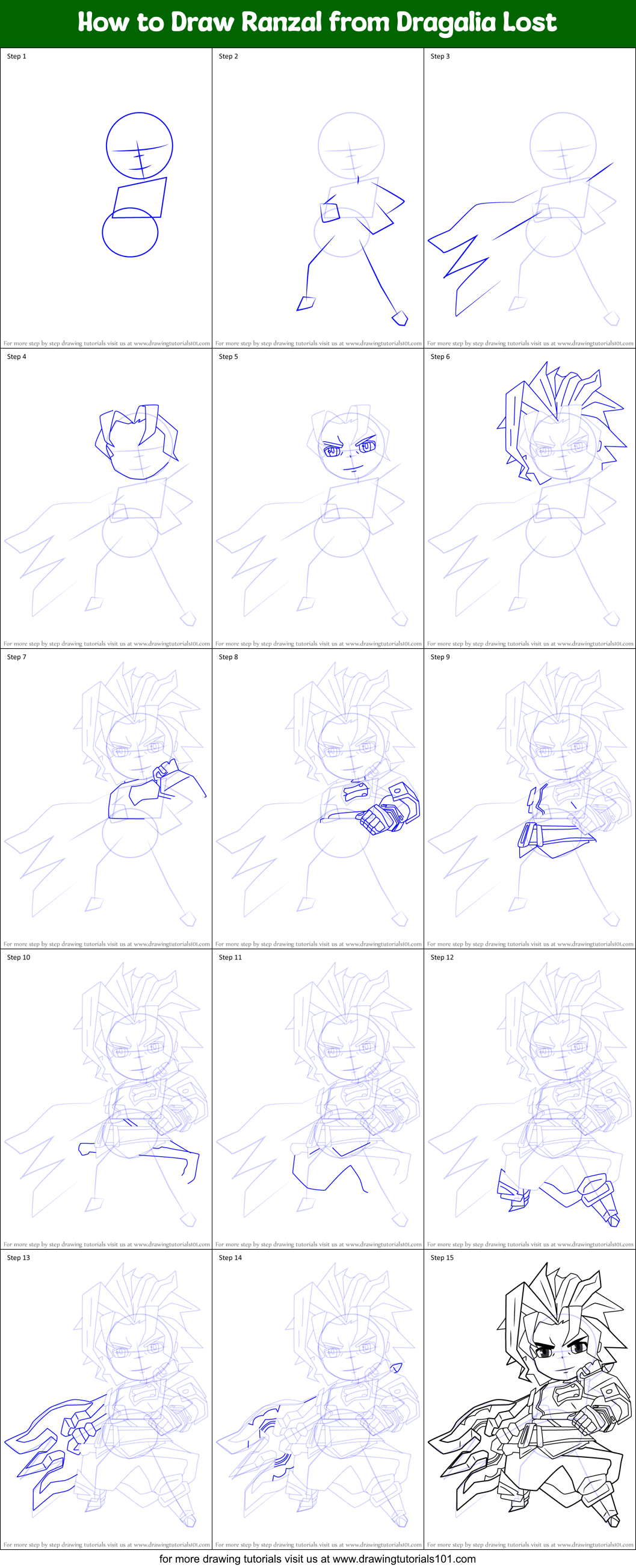 How to Draw Ranzal from Dragalia Lost Printable Step by Step