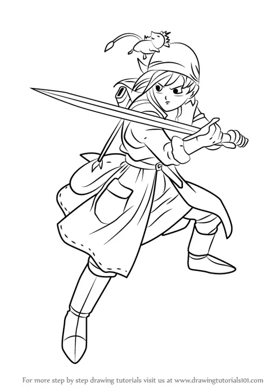 Learn How to Draw Hero from Dragon Quest VIII (Dragon Quest) Step by