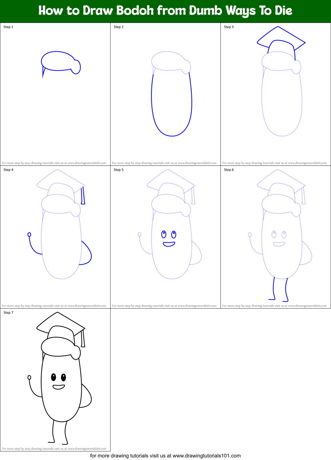 How to Draw Bodoh from Dumb Ways To Die Printable Step by Step