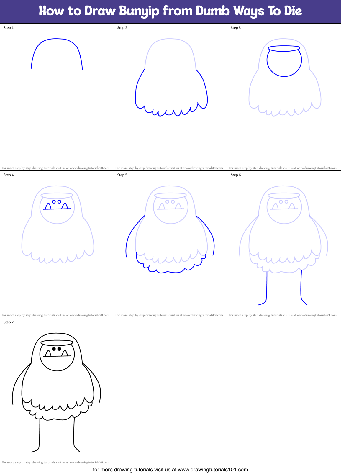 How to Draw Bunyip from Dumb Ways To Die Printable Step by Step