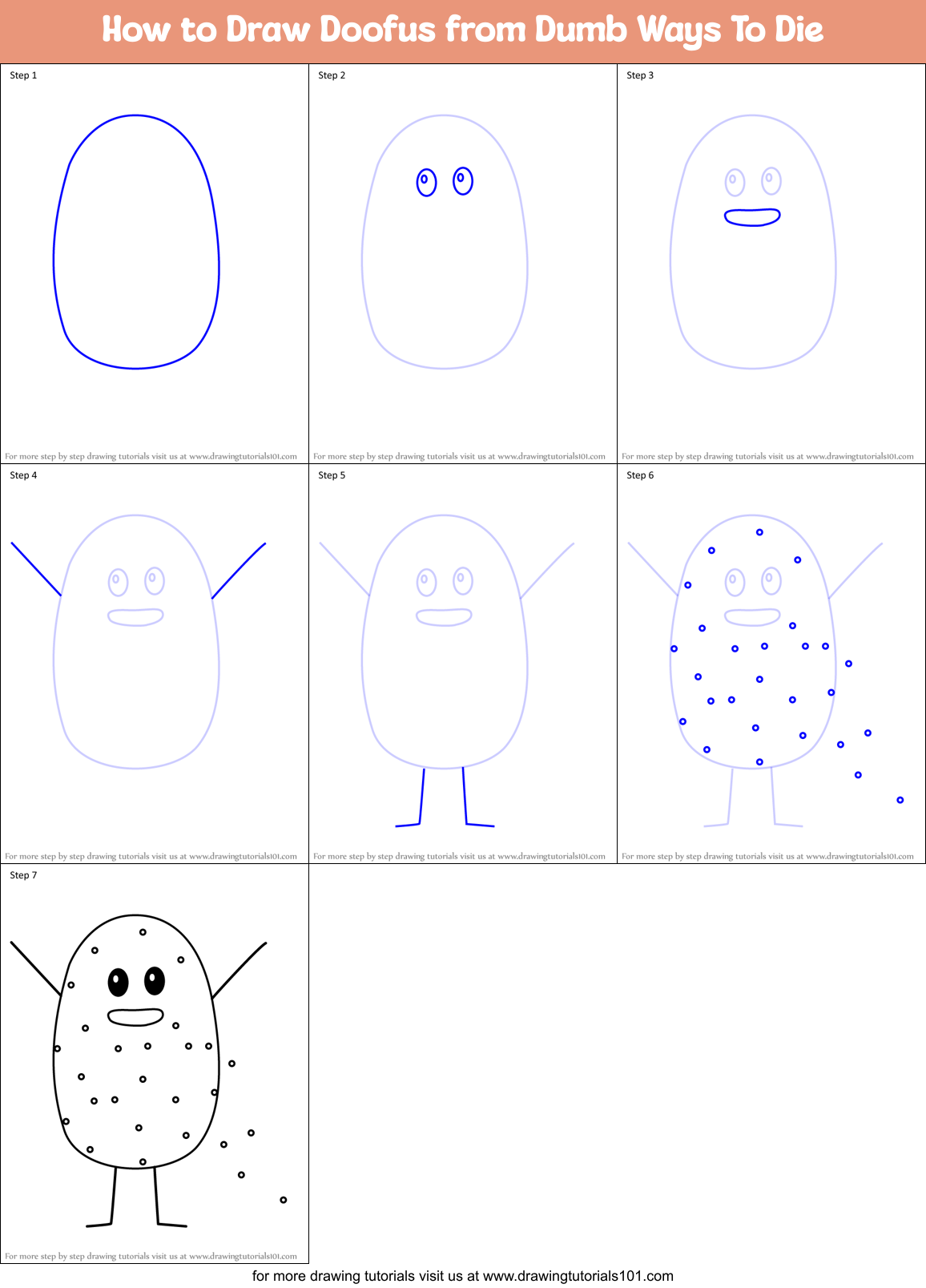 How to Draw Doofus from Dumb Ways To Die Printable Step by Step