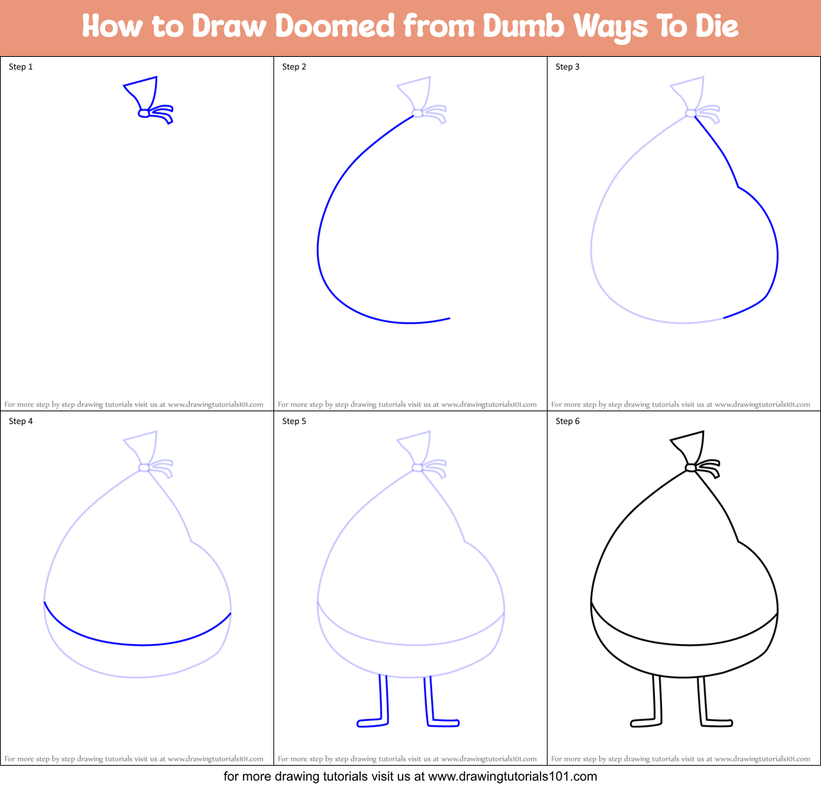 How to Draw Doomed from Dumb Ways To Die Printable Step by Step