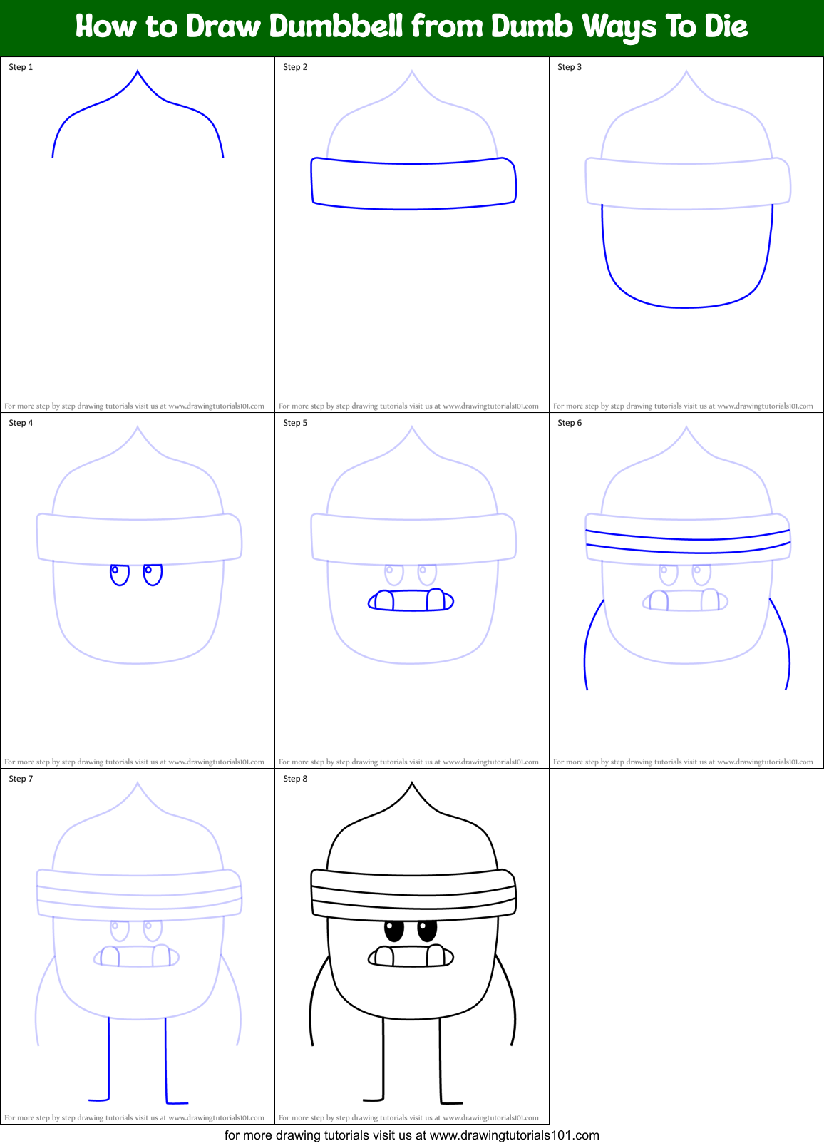 How to Draw Dumbbell from Dumb Ways To Die Printable Step by Step