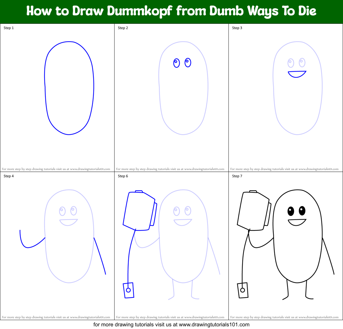 How to Draw Dummkopf from Dumb Ways To Die Printable Step by Step