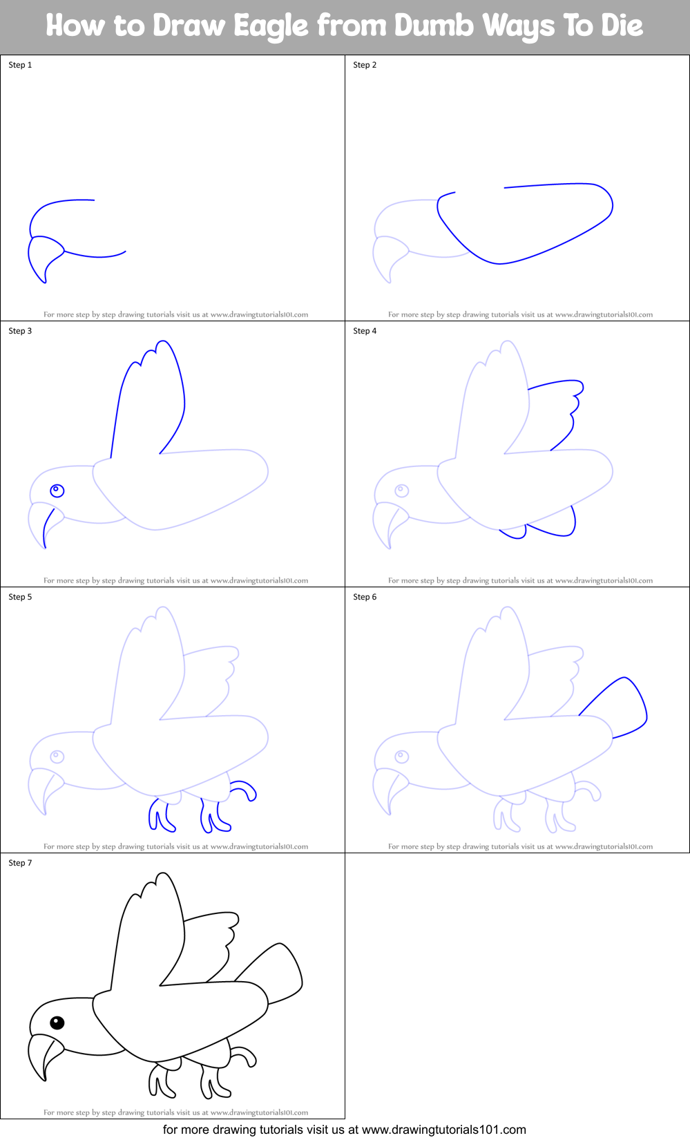 How to Draw Eagle from Dumb Ways To Die Printable Step by Step