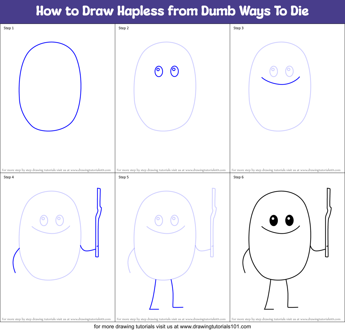 How to Draw Hapless from Dumb Ways To Die Printable Step by Step