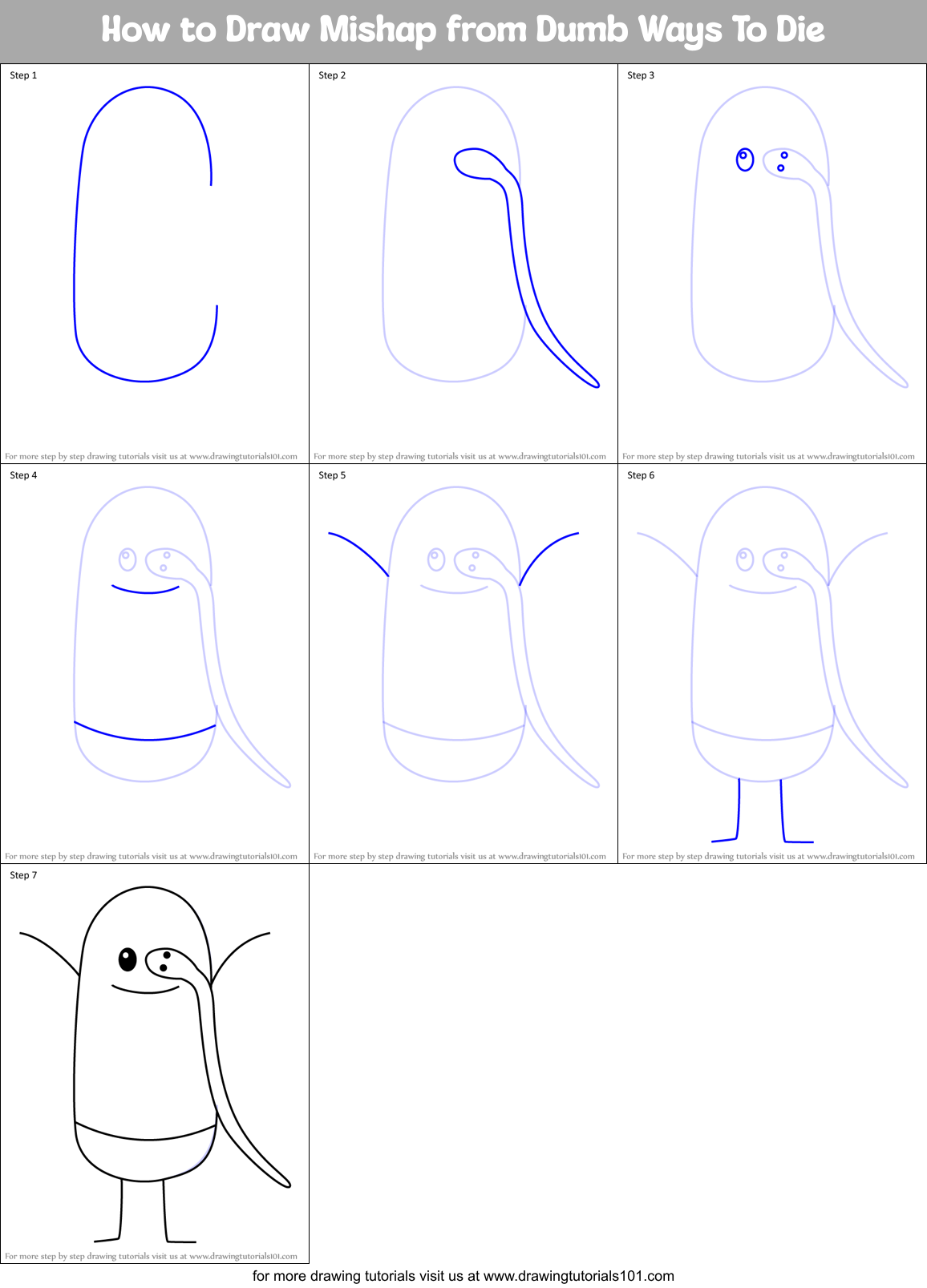 How to Draw Mishap from Dumb Ways To Die Printable Step by Step