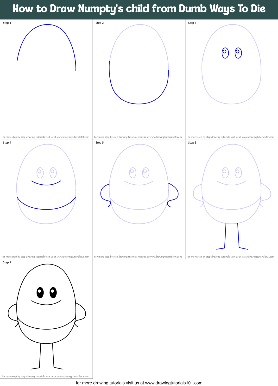 How to Draw Numpty's child from Dumb Ways To Die Printable Step by Step