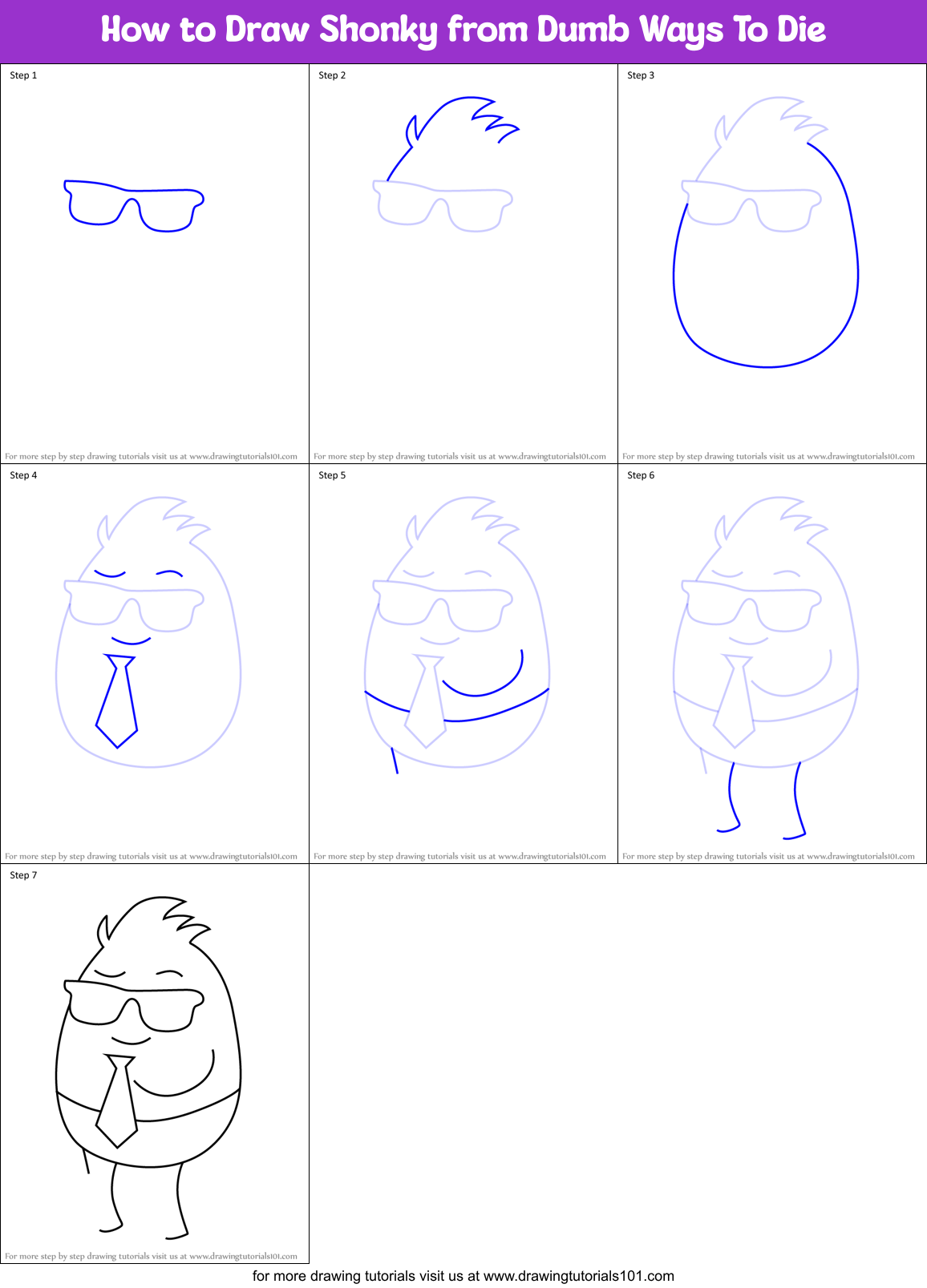 How to Draw Shonky from Dumb Ways To Die Printable Step by Step