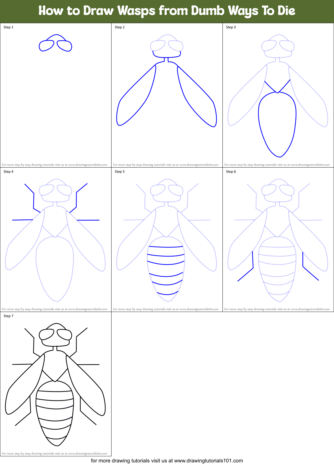 How to Draw Wasps from Dumb Ways To Die Printable Step by Step