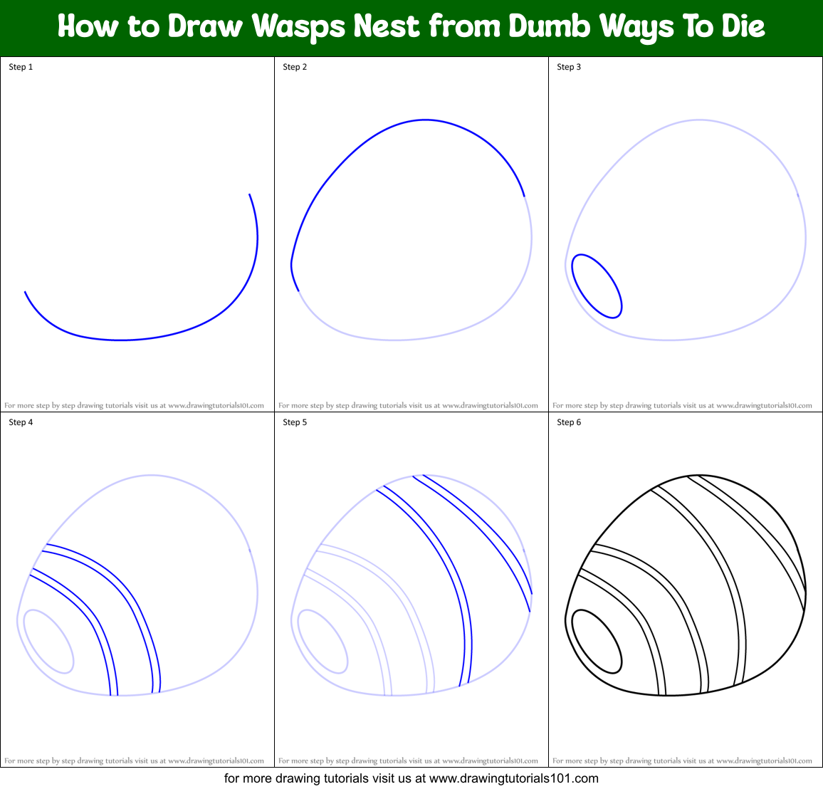 How to Draw Wasps Nest from Dumb Ways To Die Printable Step by Step