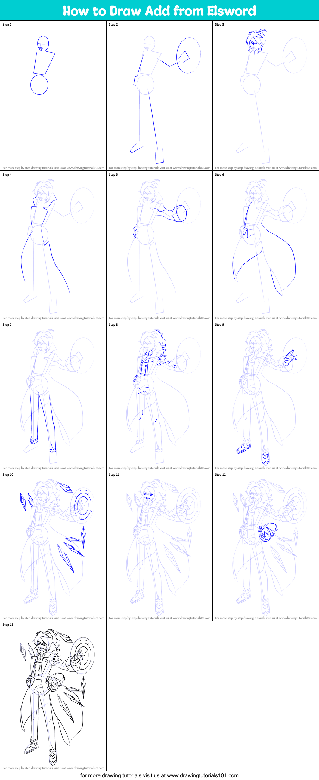 How to Draw Add from Elsword Printable Step by Step