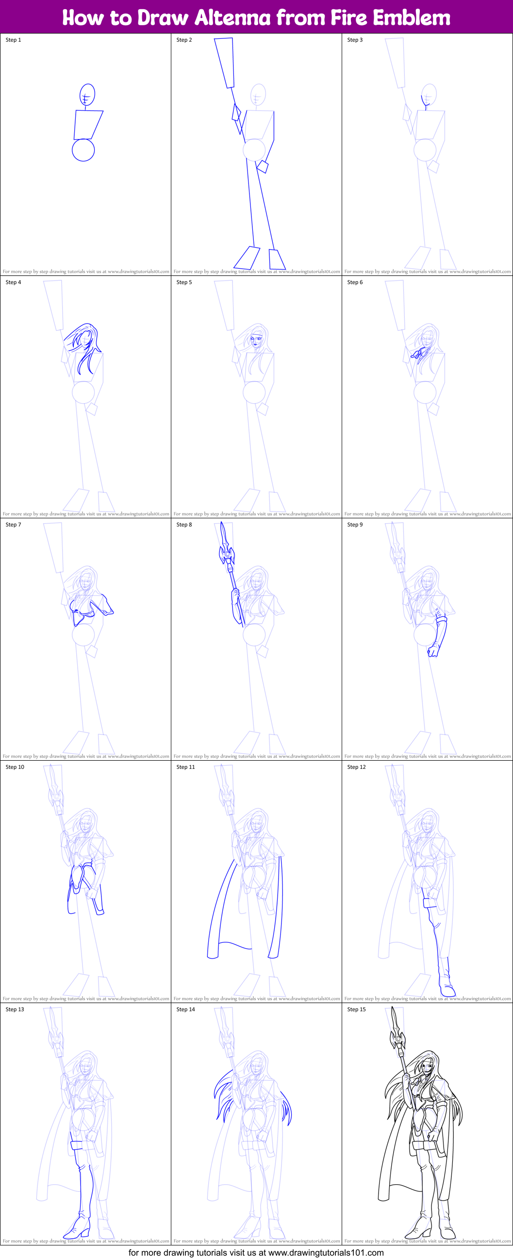 How to Draw Altenna from Fire Emblem Printable Step by Step