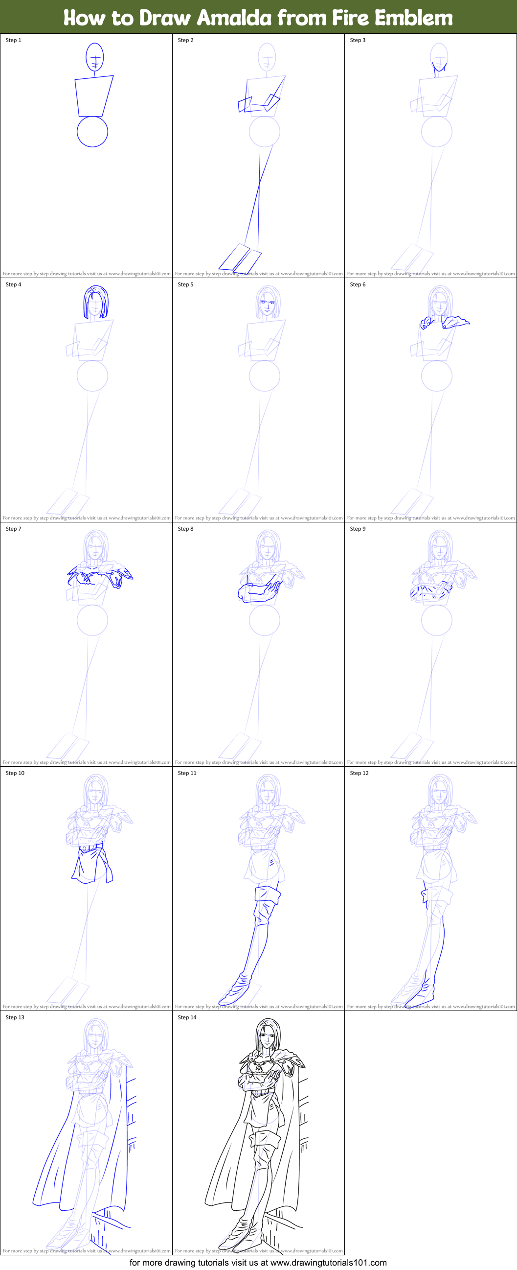 How to Draw Amalda from Fire Emblem Printable Step by Step