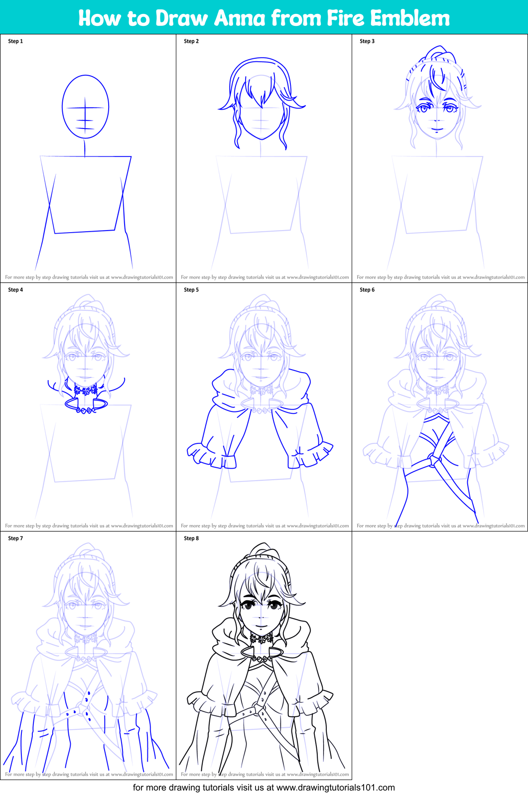 How to Draw Anna from Fire Emblem Printable Step by Step