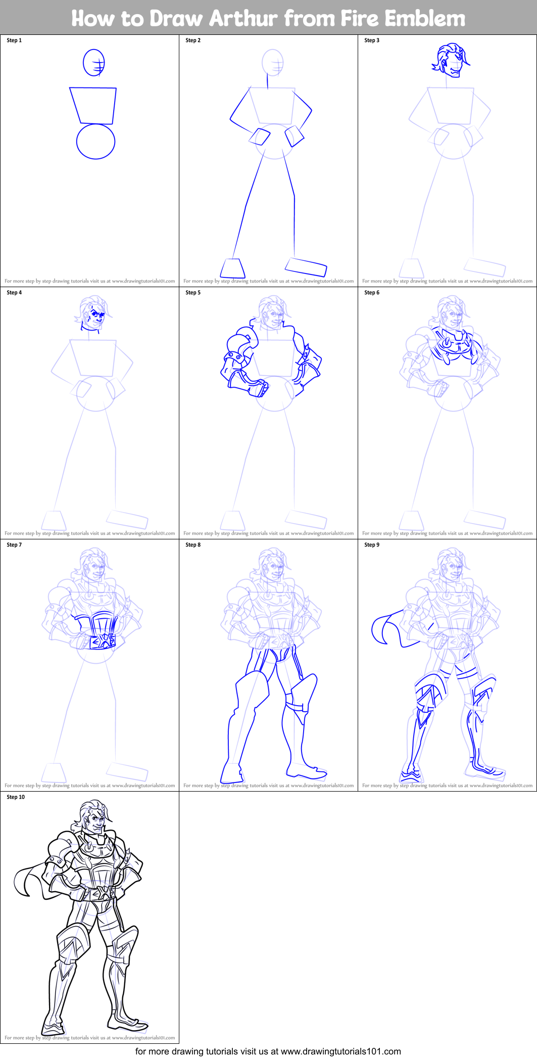 How to Draw Arthur from Fire Emblem Printable Step by Step