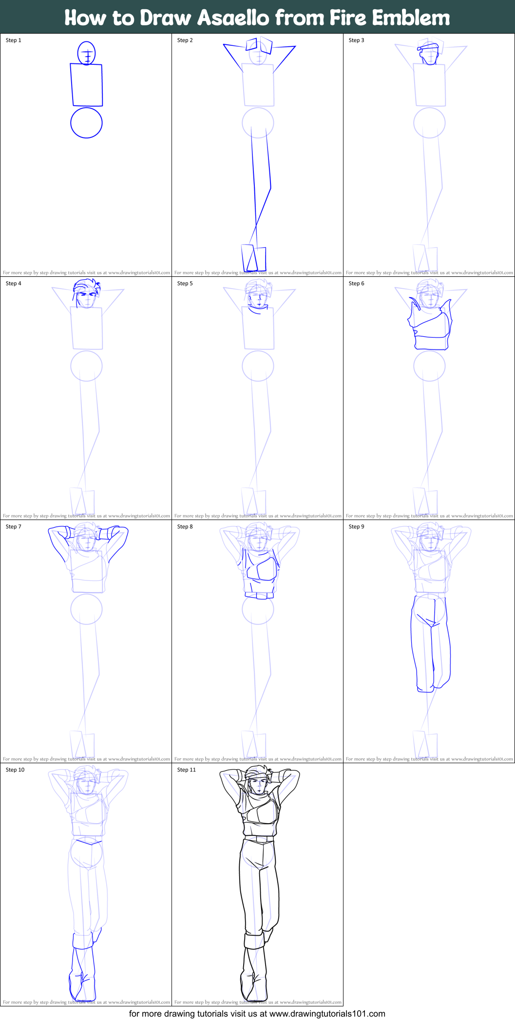 How to Draw Asaello from Fire Emblem Printable Step by Step