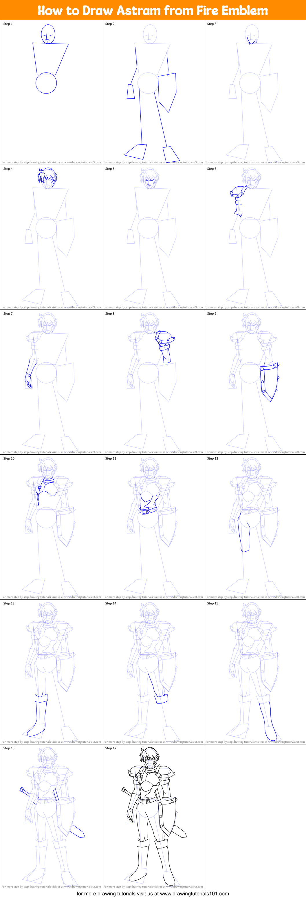 How to Draw Astram from Fire Emblem Printable Step by Step