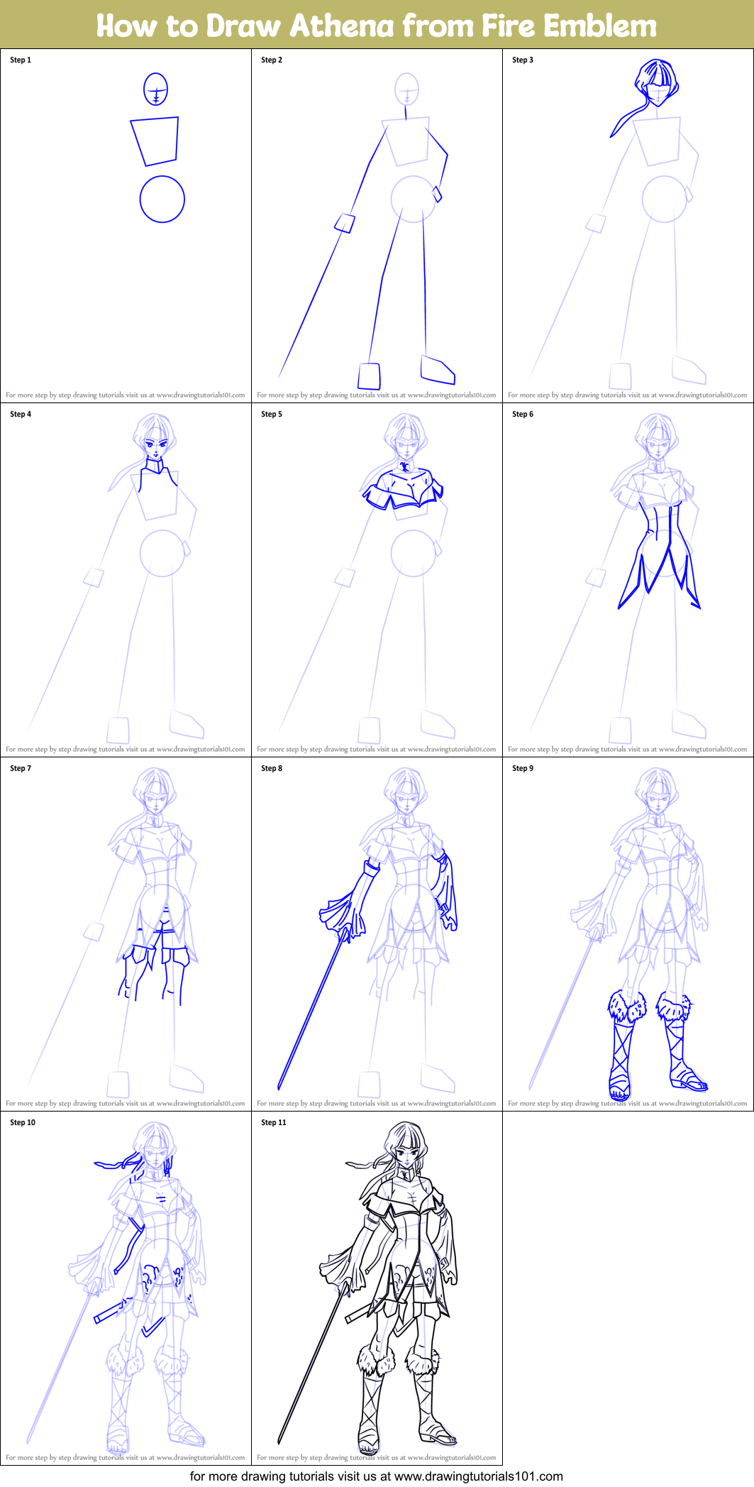 How to Draw Athena from Fire Emblem Printable Step by Step