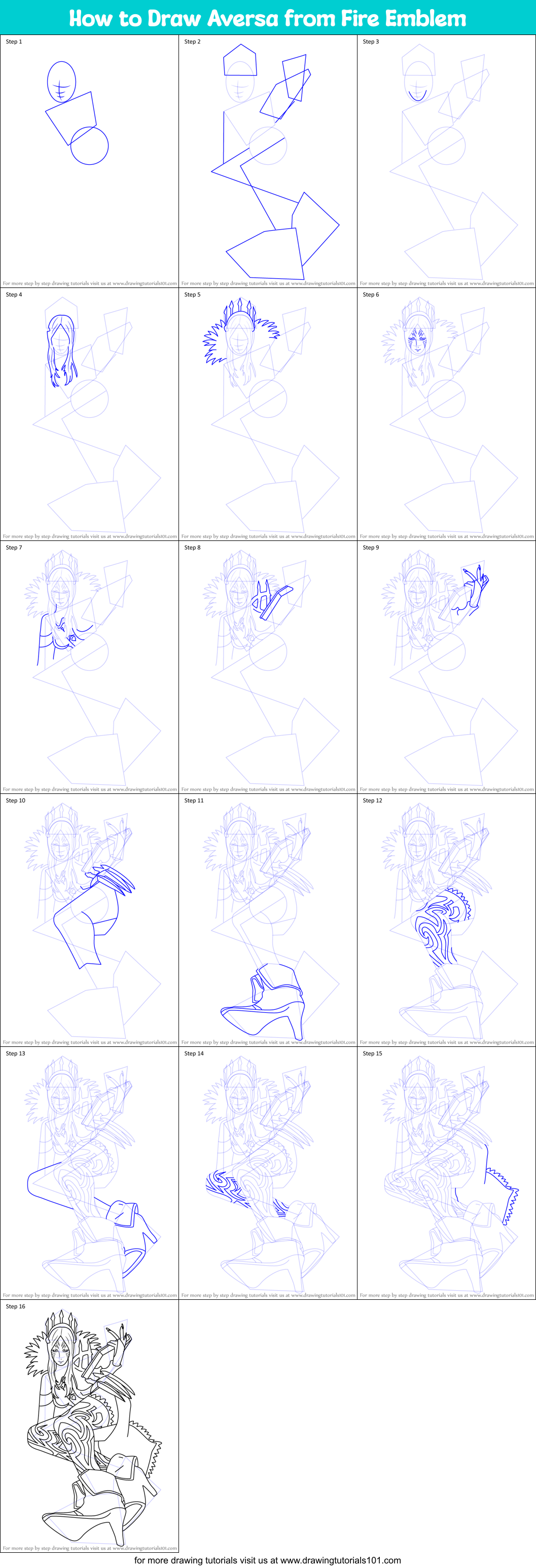 How to Draw Aversa from Fire Emblem Printable Step by Step