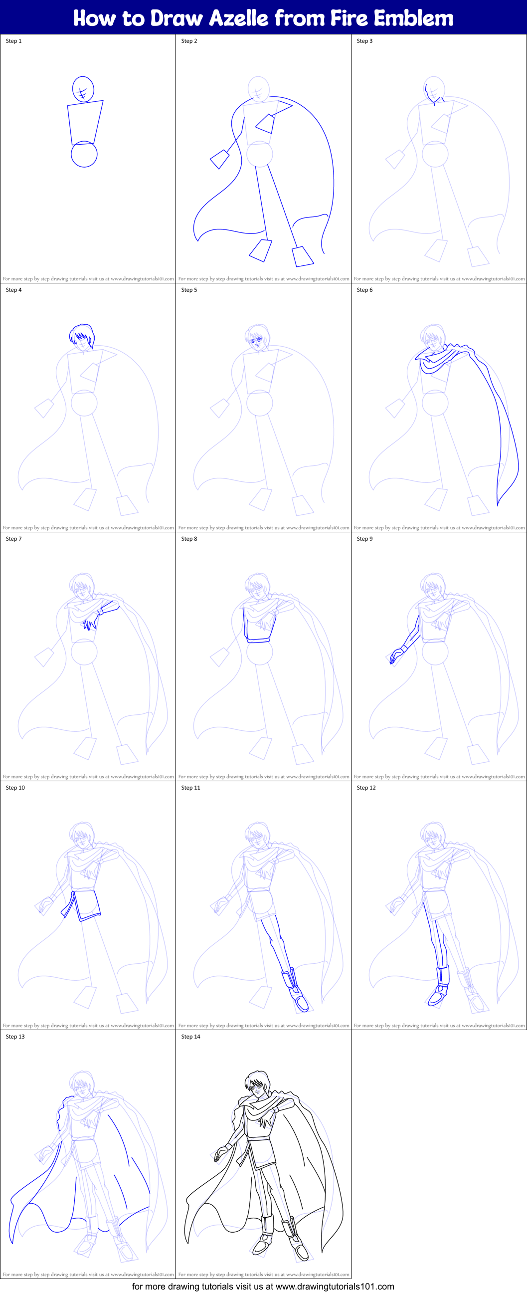 How to Draw Azelle from Fire Emblem Printable Step by Step