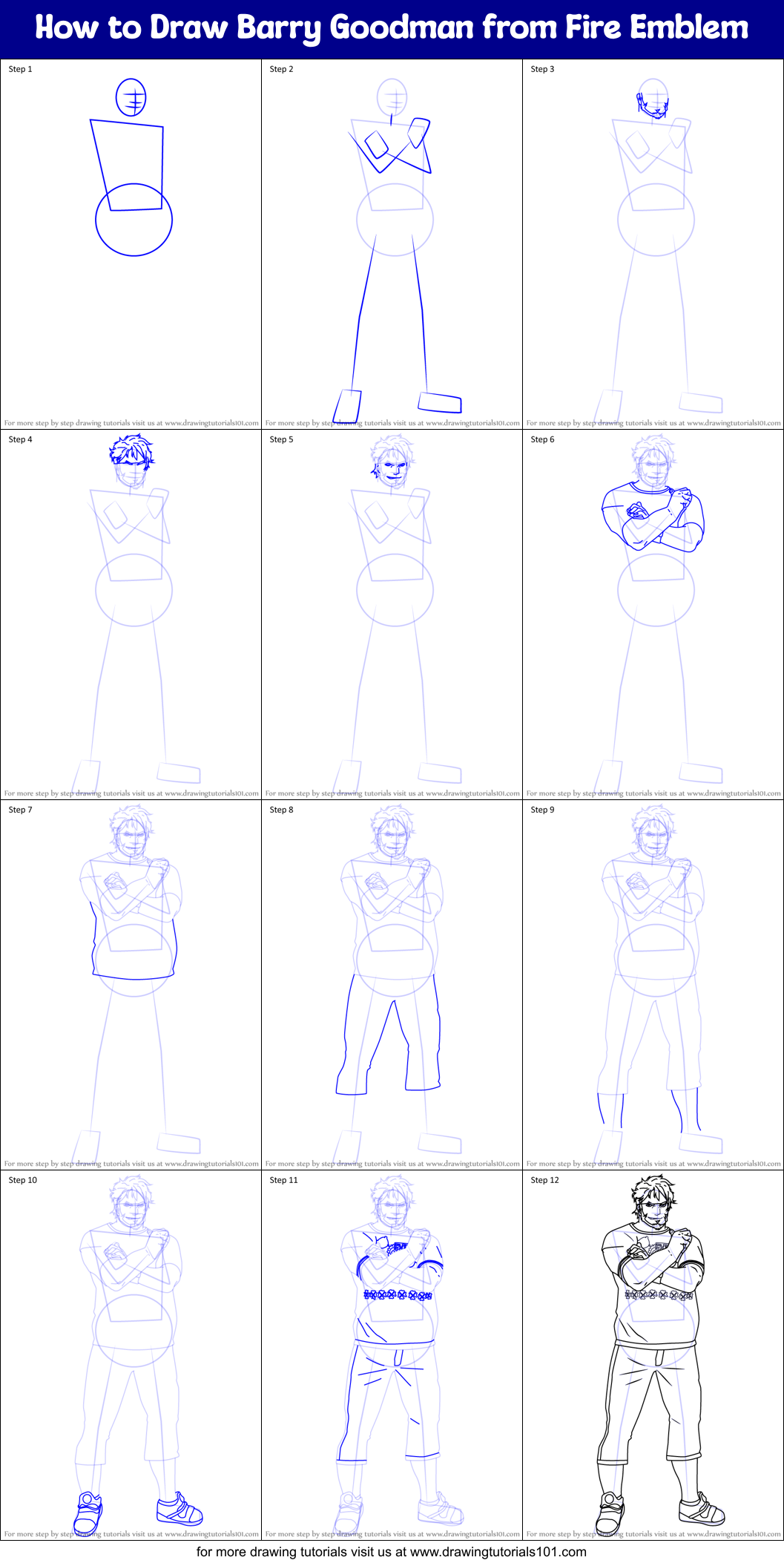 How to Draw Barry Goodman from Fire Emblem Printable Step by Step