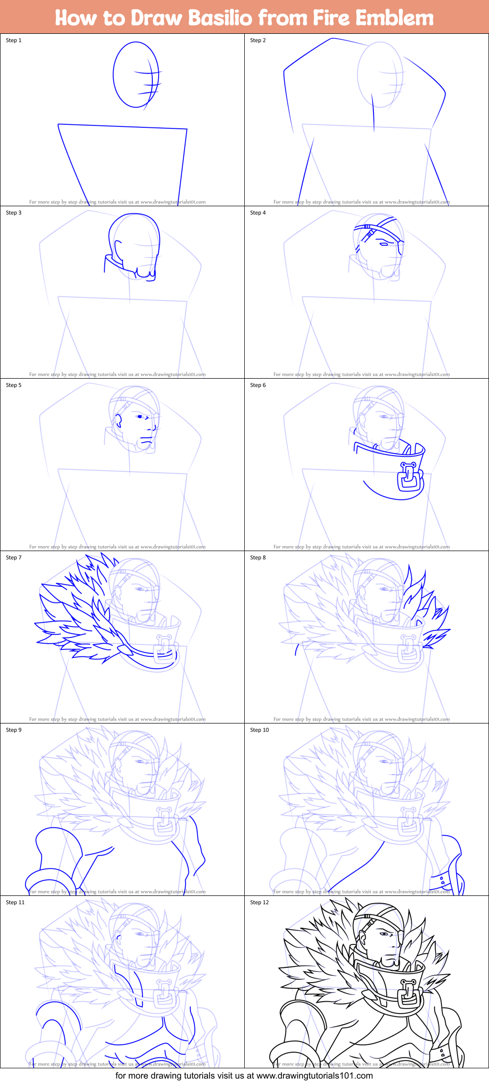 How to Draw Basilio from Fire Emblem Printable Step by Step