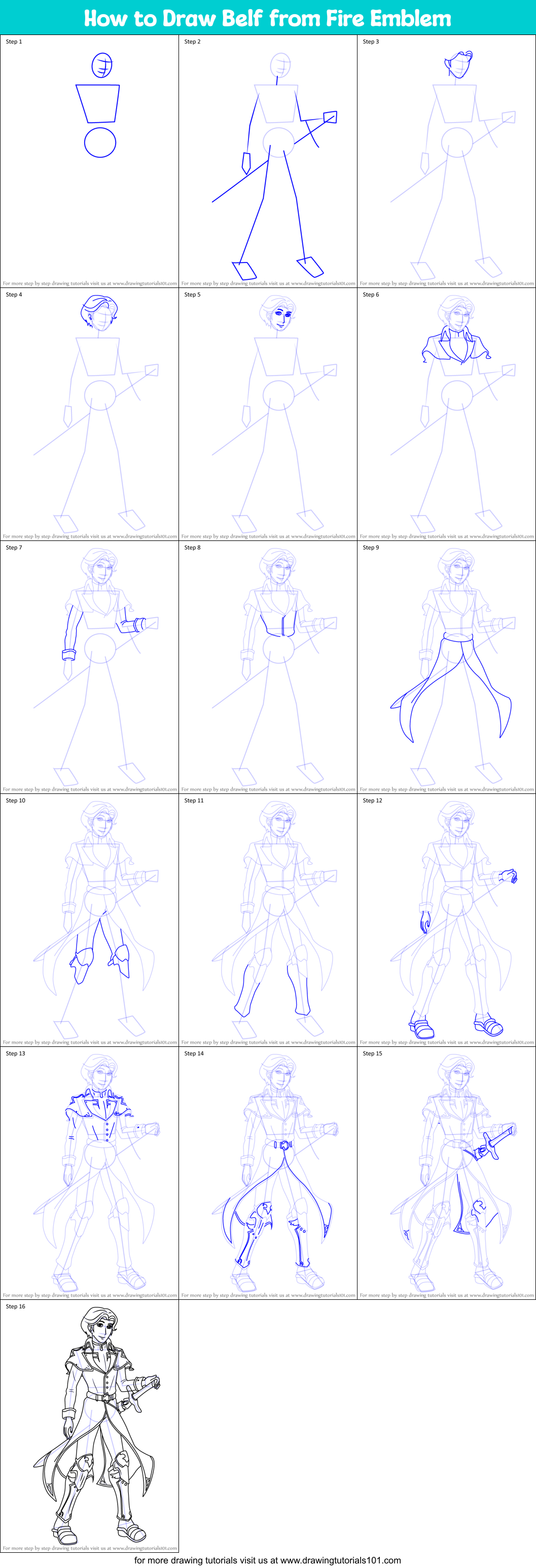 How to Draw Belf from Fire Emblem Printable Step by Step