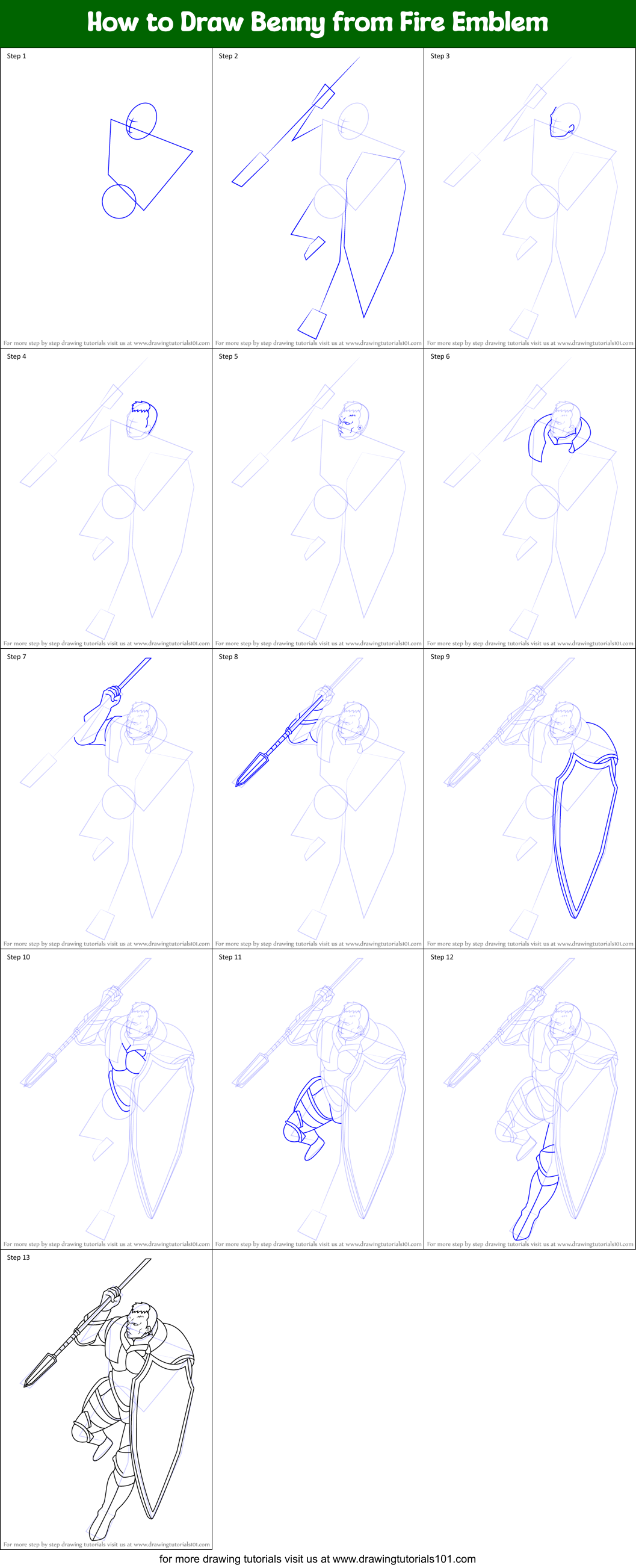 How to Draw Benny from Fire Emblem Printable Step by Step