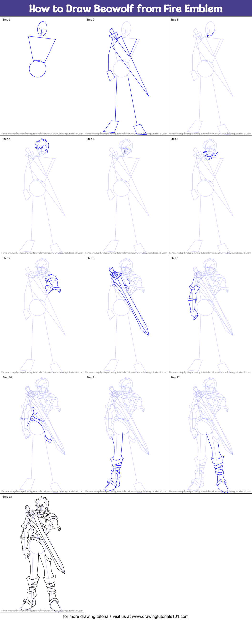 How to Draw Beowolf from Fire Emblem Printable Step by Step