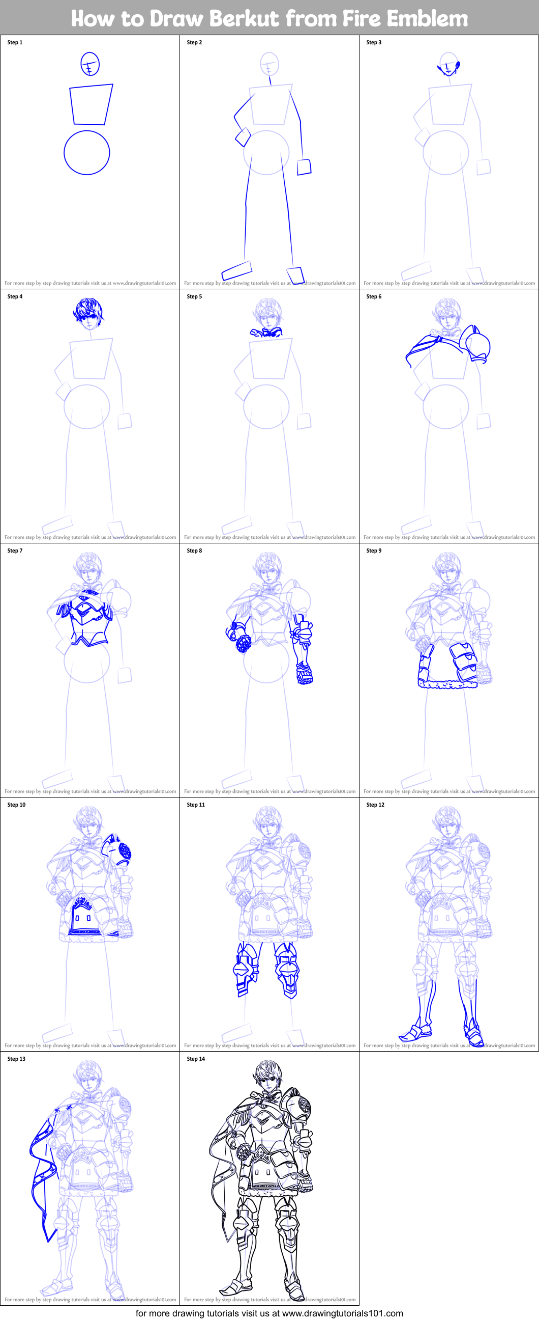 How to Draw Berkut from Fire Emblem Printable Step by Step