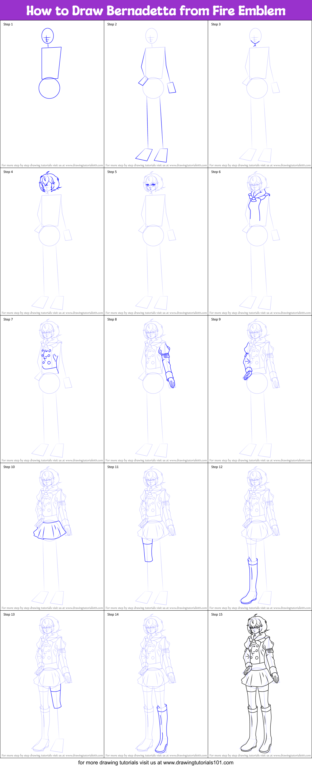 How to Draw Bernadetta from Fire Emblem Printable Step by Step