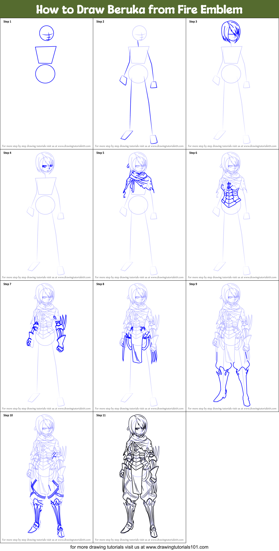 How to Draw Beruka from Fire Emblem Printable Step by Step