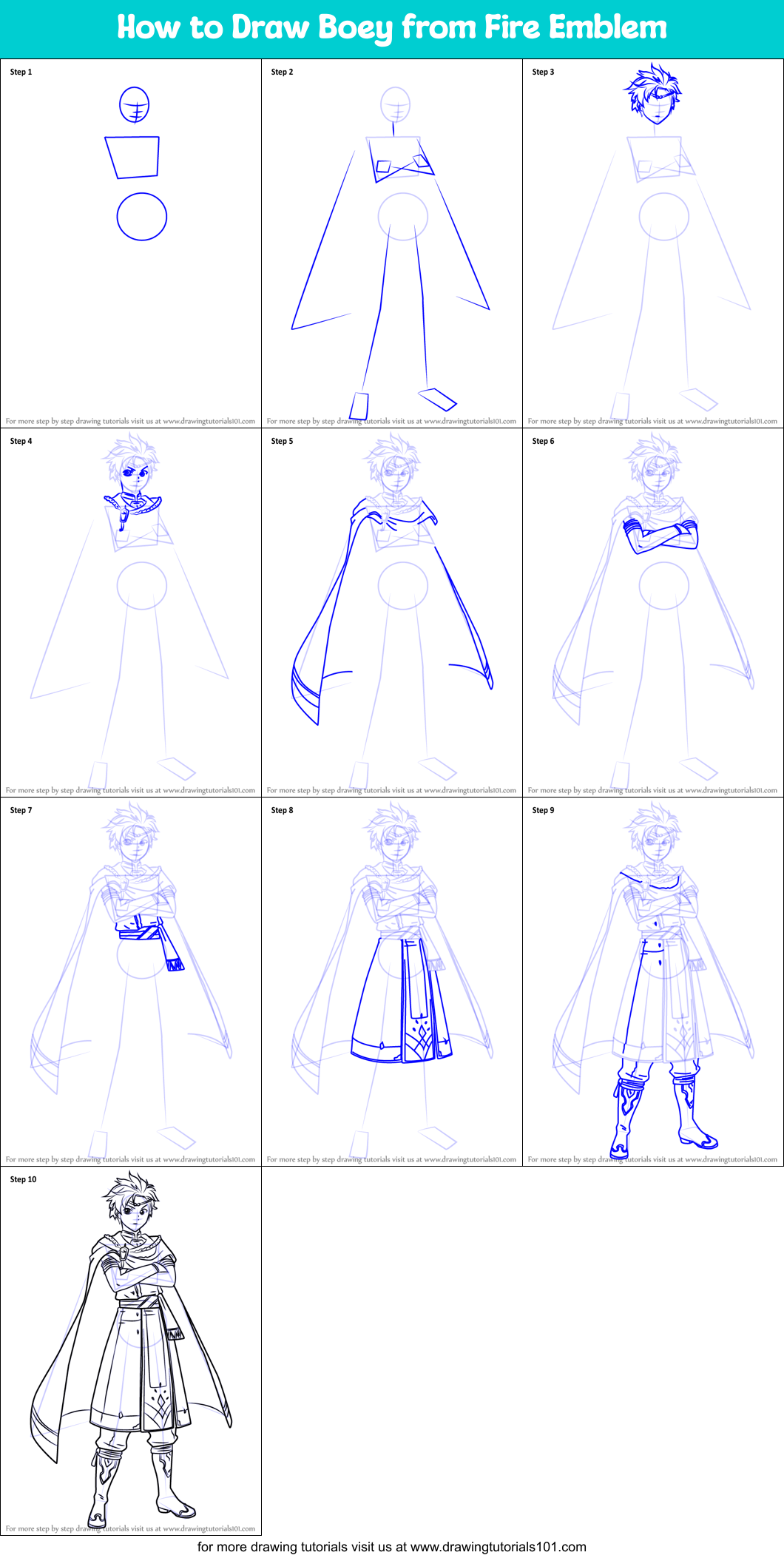 How to Draw Boey from Fire Emblem Printable Step by Step