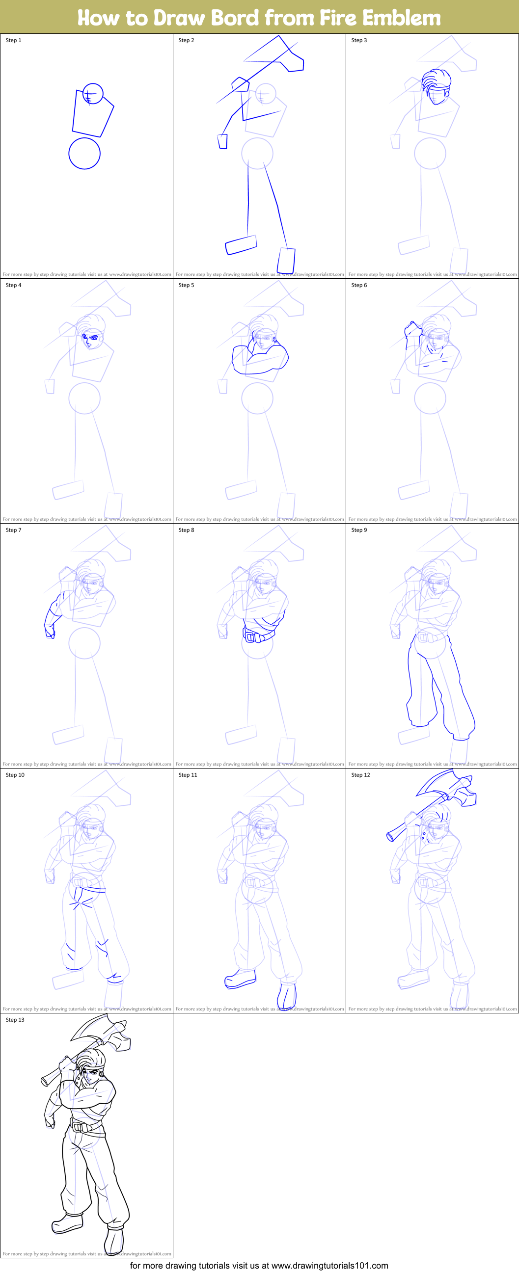 How to Draw Bord from Fire Emblem Printable Step by Step
