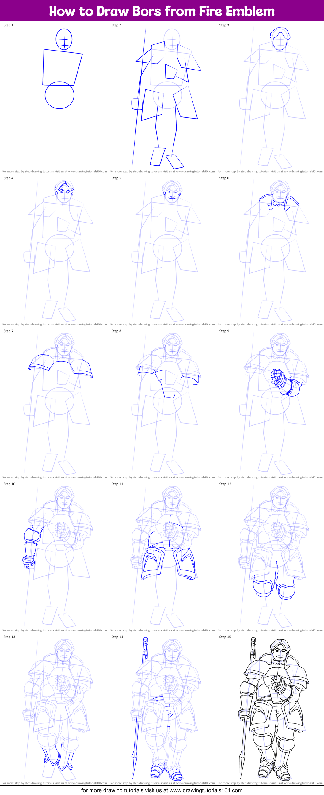 How to Draw Bors from Fire Emblem Printable Step by Step